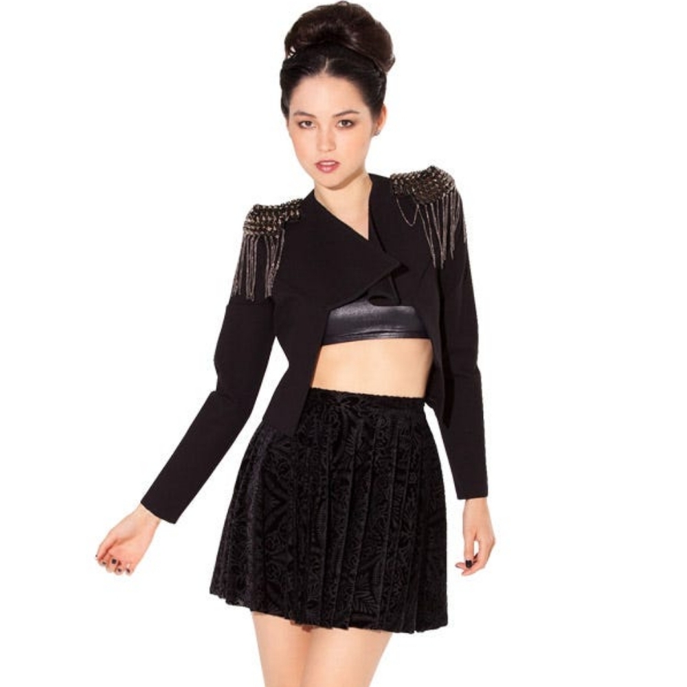 Black Milk Burned Velvet Skater Skirt
